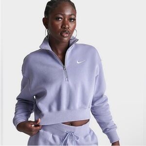 WOMEN'S NIKE SPORTSWEAR PHOENIX FLEECE OVERSIZED HALF-ZIP CROP SWEATSHIRT small